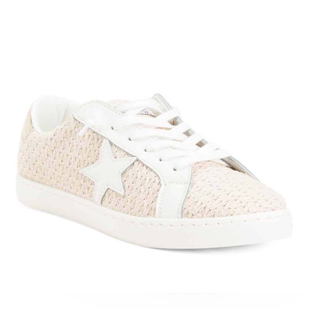VINTAGE HAVANA Crochet Carla Natural Fashion Sneaker w/ Gold, White New w Box 8